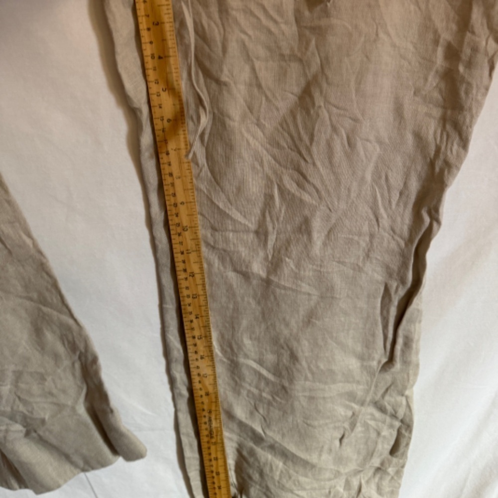 Le Chateau Womens Linen Wide Leg Pants Ankle Beige High Rise Size 13/14 - Picture 7 of 12